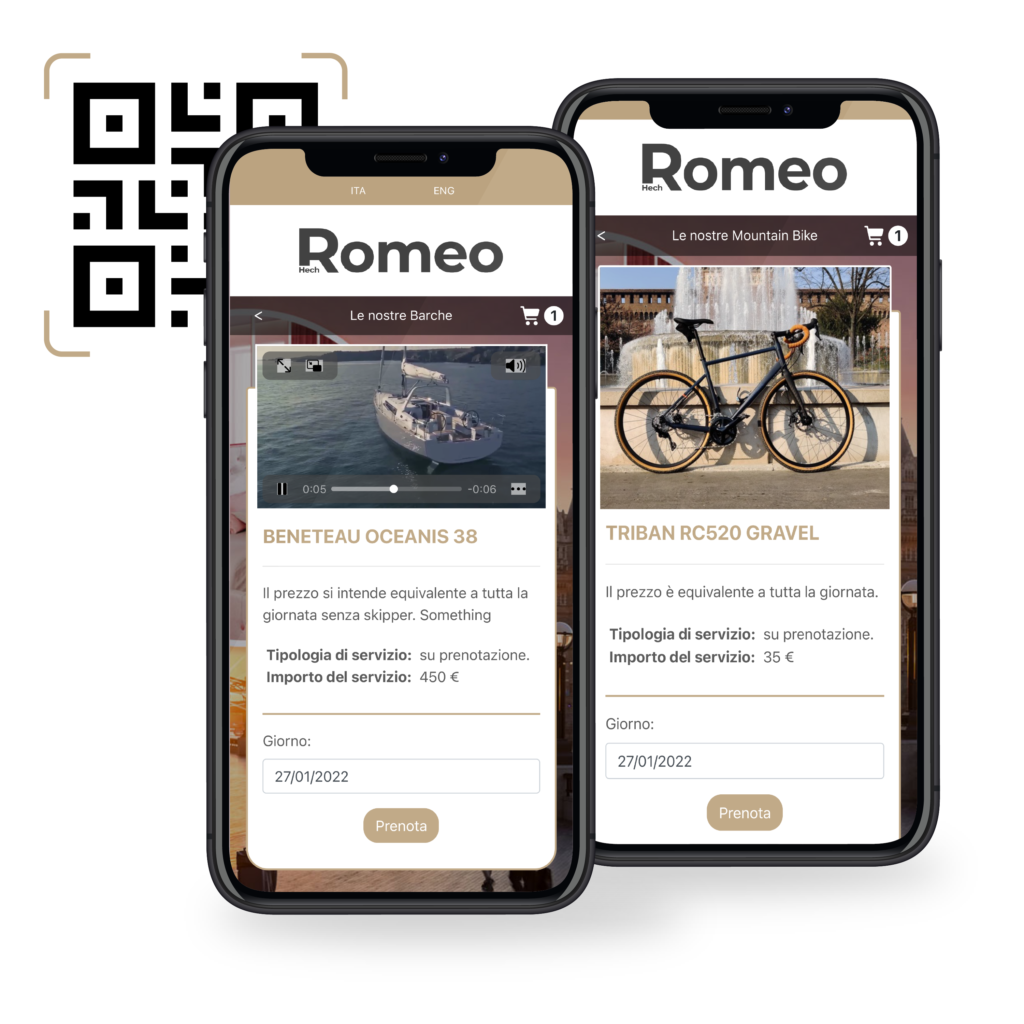Hech Romeo web app: Noleggio auto/barche